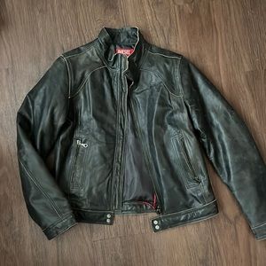 Vintage Diesel Black Leather Racer/Moto Style Jacket